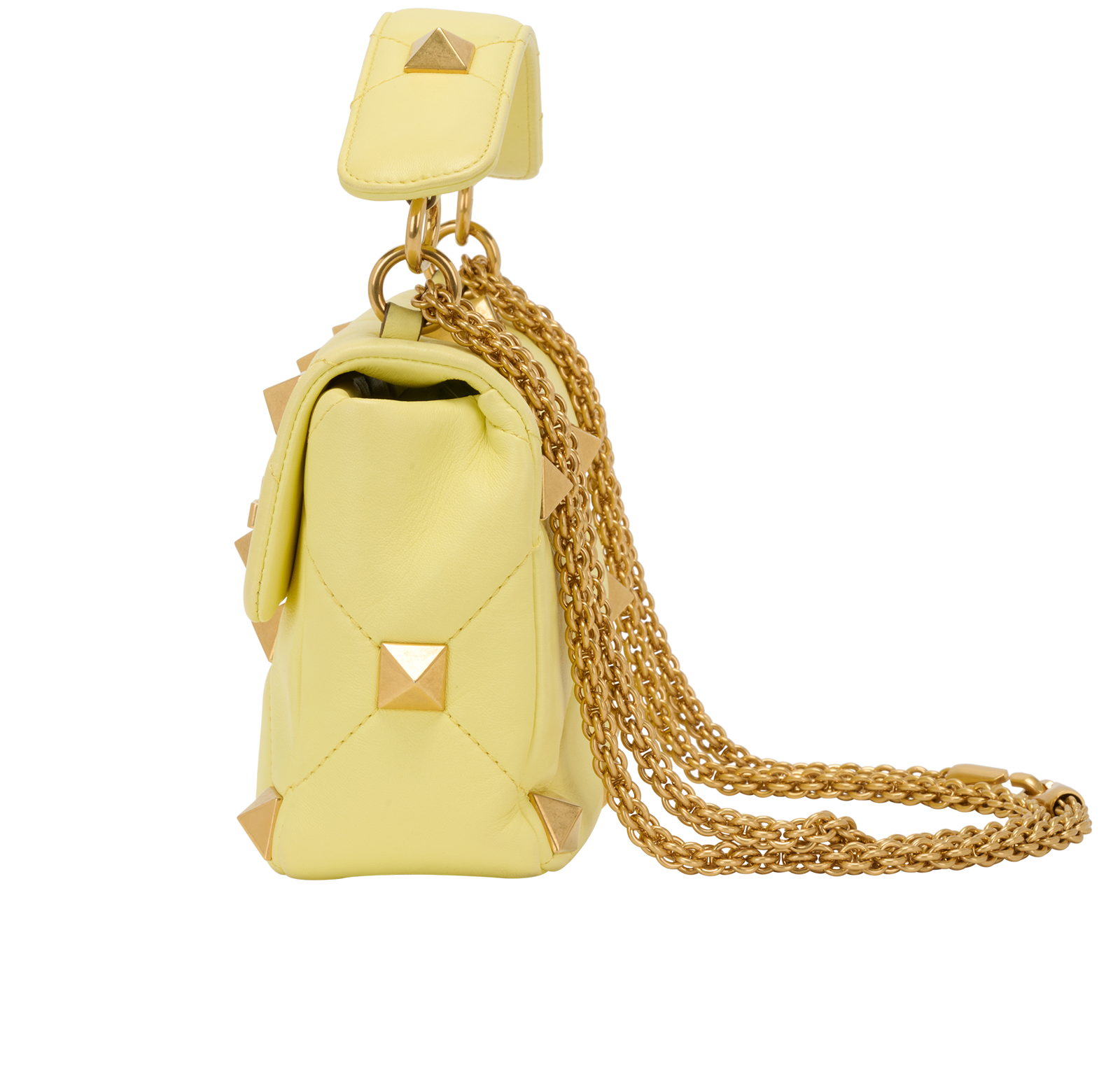 Medium Roman Stud, &pound;750, Handbags, Yellow, Leather, Bottom view